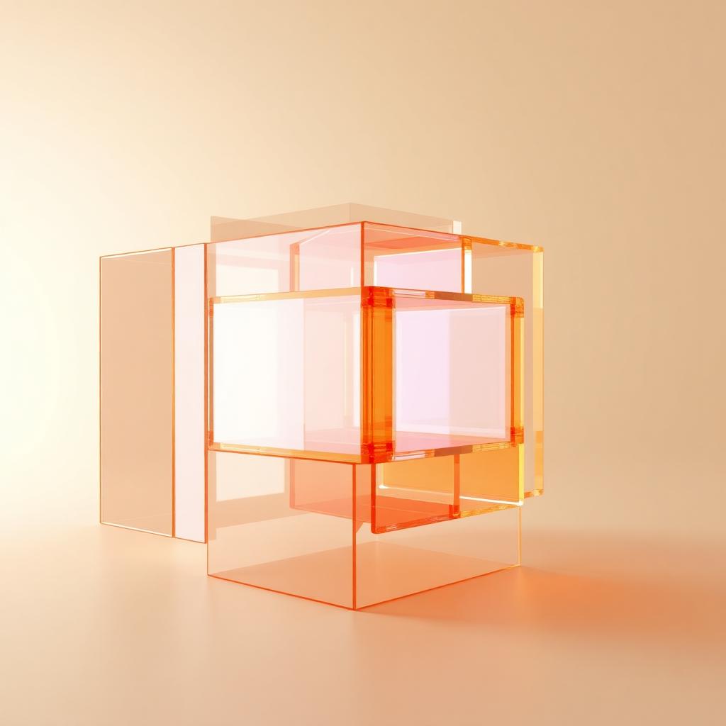 Translucent glass cube representing AI tools assembling products